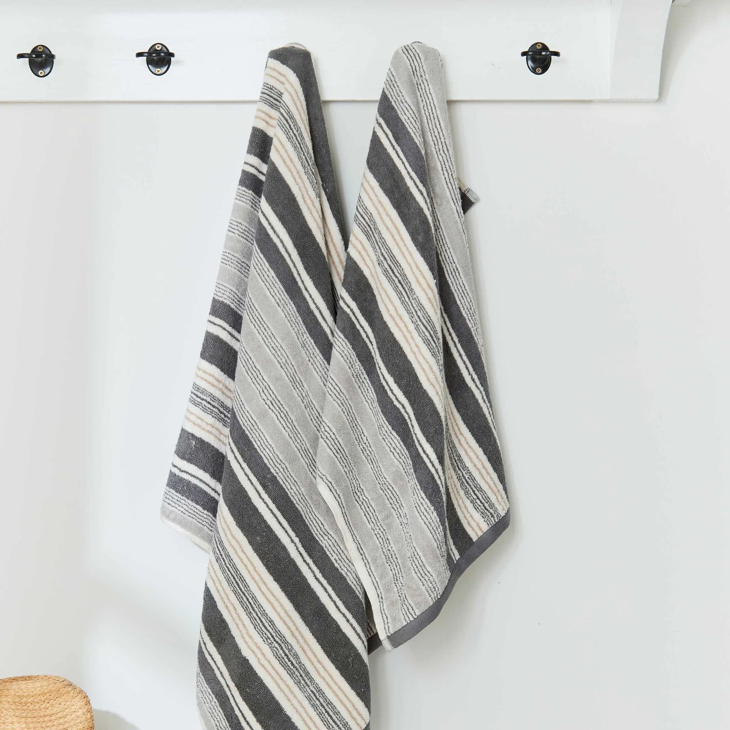 Helena Springfield Long Island Beach House Stripe Towel - Linen & Grey