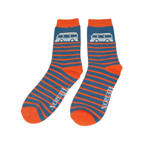 Mr Heron Camper Stripe Socks - Blue