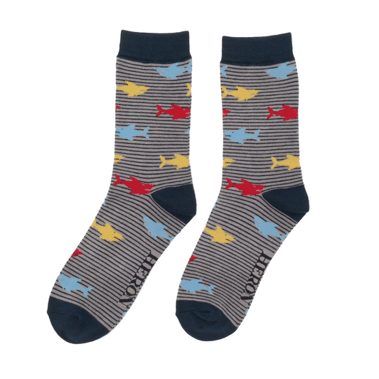 Mr Heron Sharks Socks - Grey