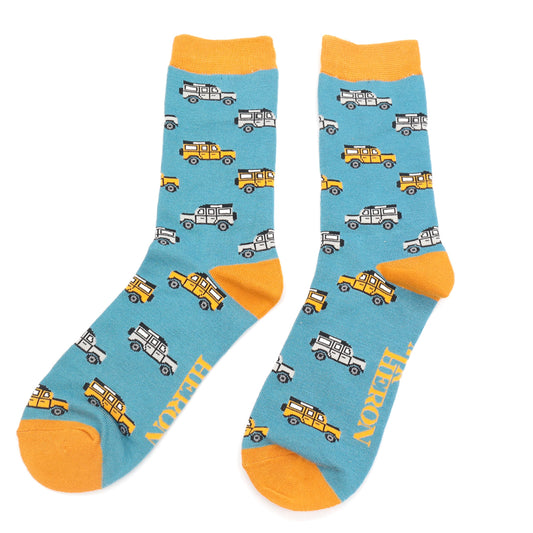 Mr Heron Jeep Socks - Teal Blue