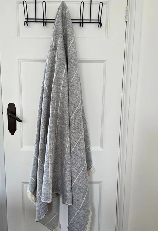 Brushed Wild Stripe Throw - Slate