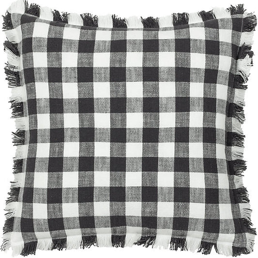 Barton Check Fringed Cushion Cover - Black