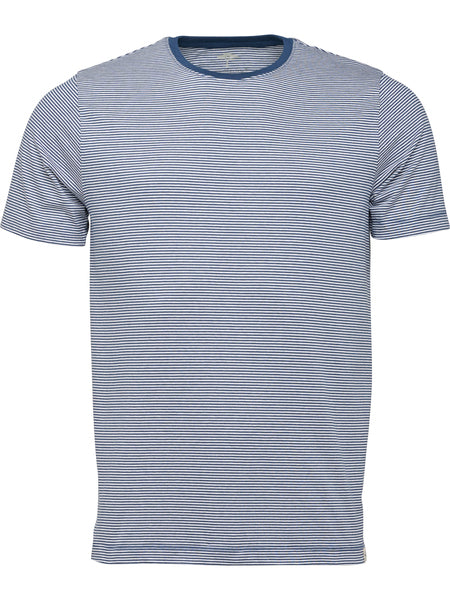 Fynch Hatton Round Neck T-Shirt - Navy Fine Stripe