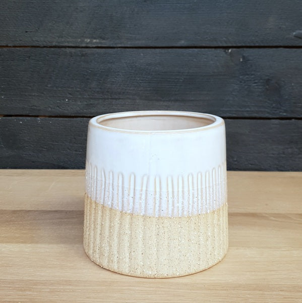 Glazed White/Sandstone Planter