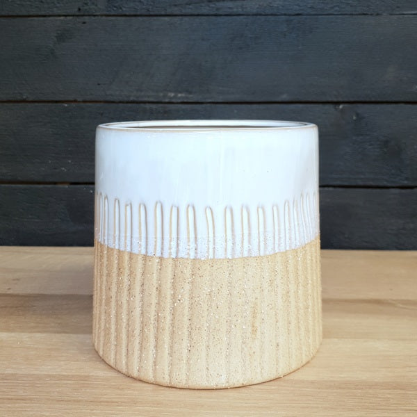 Glazed White/Sandstone Planter