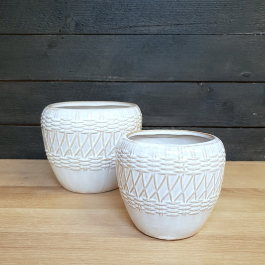 Glazed Woven Design Pot