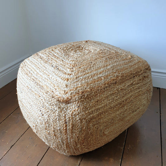 Natural Jute Braided Pouffe