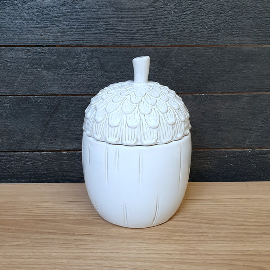 White Ceramic Acorn Jar
