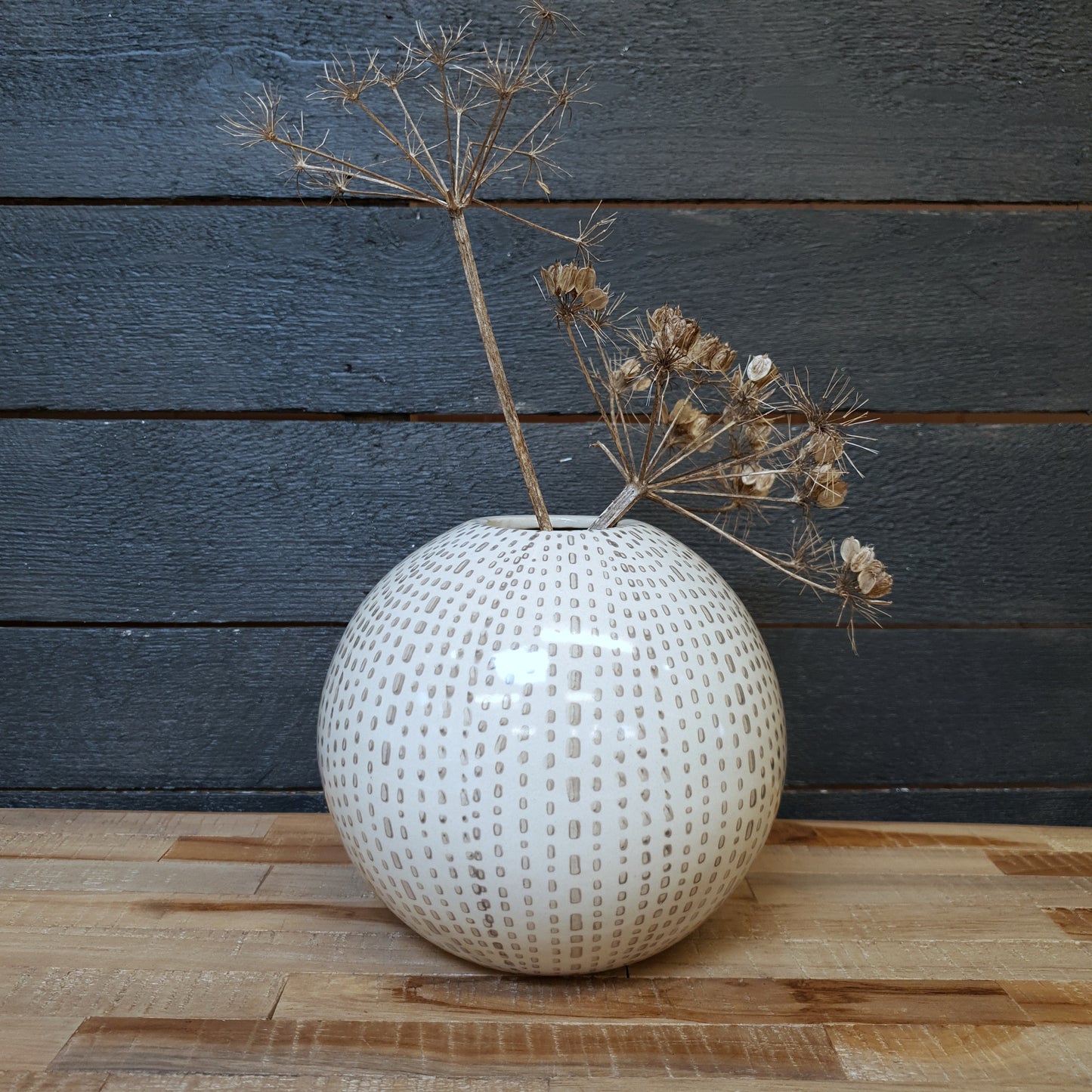 Large Grey Dotty Vase