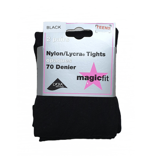 Magicfit Nylon/Lycra Tights - Black (2 pack)
