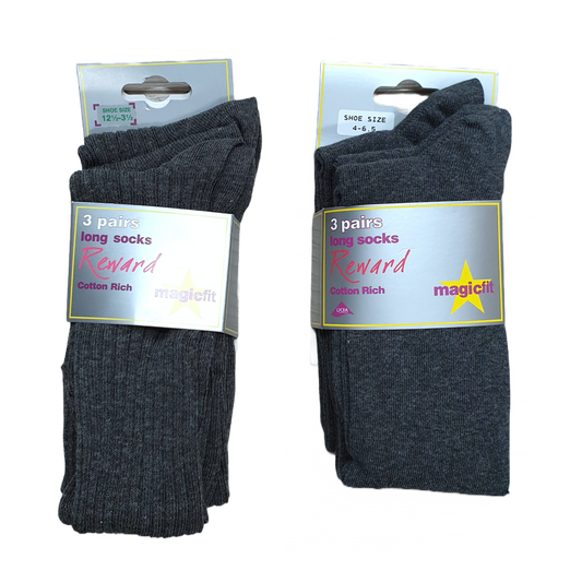 Magicfit School Socks - Long - Grey (3 pack)